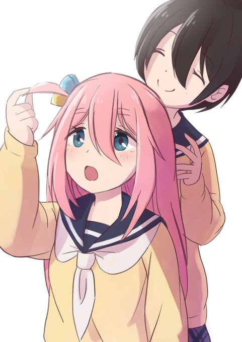 恵那「なでしこちゃん、流行りのセットしてあげるね」#ゆるキャン △ #ぼっち・ざ・ろっく 