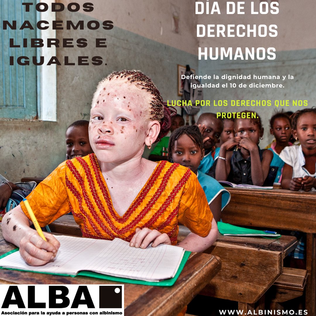 ALBA_albinismo's tweet photo. 🤲 #DiaDeLosDerechosHumanos ❤️

🗓️Hoy 10 de diciembre se conmemora el día de los #DerechosHumanos y desde ALBA defendemos la dignidad humana y la #igualdad para lograr un mundo sin discriminación y con #inclusion 

📸 Ana Yturralde

#albinismo #albinism https://t.co/odJka23l7G