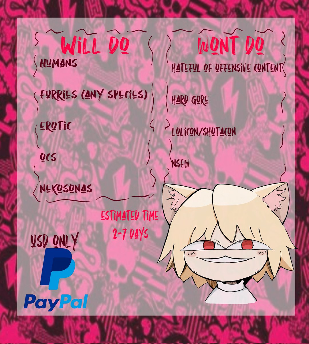kakasmaeda's tweet photo. Updated my comms sheet! A couple changes and it's looking good

La versión en español la estaré dejando en los comentario https://t.co/Y72T7tqeIv