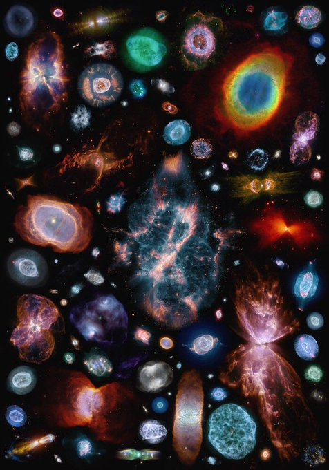 When stars die, most leave behind a beautiful piece of art called a planetary nebula. They last a few thousand years and then fade. Our sun will likely sign off with its own art piece in 5 billion years.

These are planetary nebulae captured by Hubble.