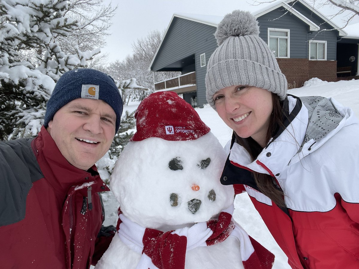 Great snow for building a snowman !  Angela had the IU gear for the snowman but we are all cheering for SD State today,  go Jacks!