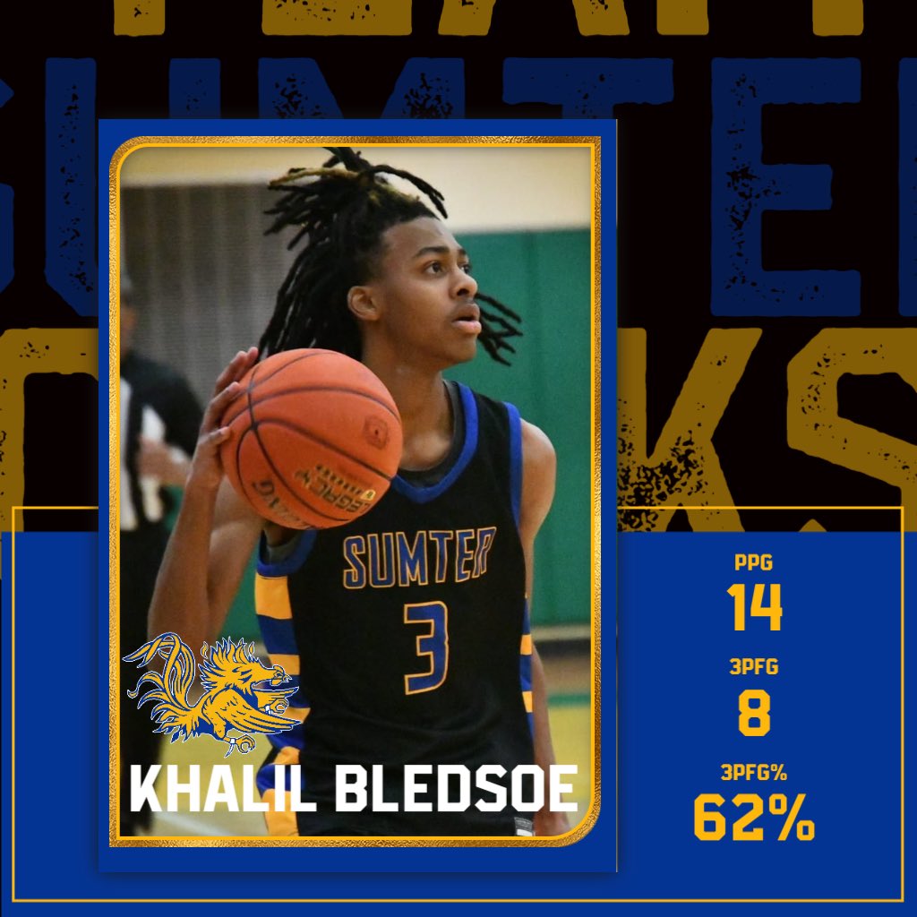 In back to back away rivalry games this week our All-Region selection Khalil Bledsoe <a href="/khalilbledsoe1/">Khalil Bledsoe</a> had a great week. 

Bledsoe has provided senior leadership for our young team.

He is averaging 11ppg and just over 50% from 3 this season. 

<a href="/PrepHoopsSC/">Prep Hoops South Carolina</a> 

This weeks stats👇