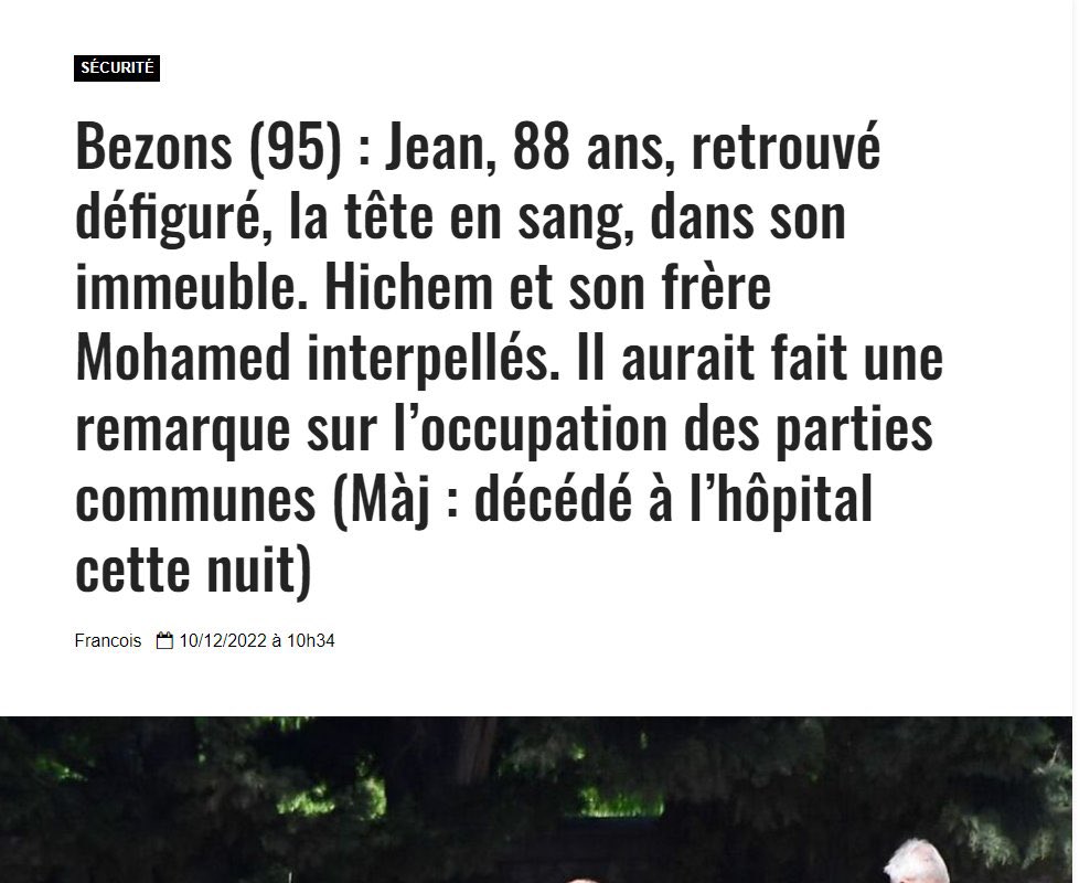 JulienOdoul's tweet photo. Si Jean, 88 ans, s’était appelé Mohamed et ses tortionnaires s’étaient appelés Thierry et David, on aurait déjà eu droit à la première page du 20h, à un tweet de #Macron et aux hurlements des islamo-gauchistes de la #Nupes. Jusqu’à quand cette barbarie quotidienne ? https://t.co/oicLEc3wdD