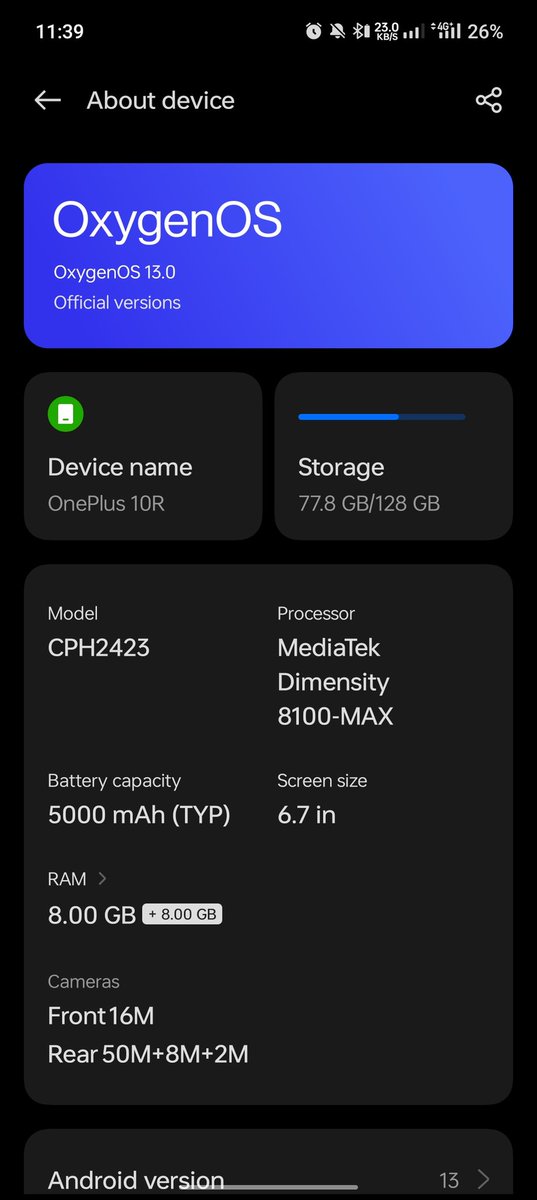 Hariprasad179's tweet image. @OnePlus_IN #oneplus #oxygenos13 #ripoxygenos