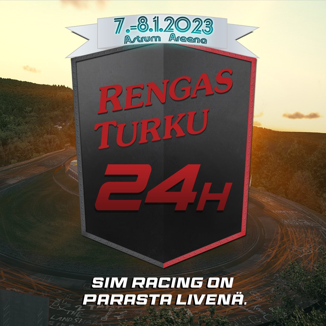 Rengas Turku 24h tulee taas!

Järjestämme loppiaisviikonloppuna (6.-8.1.2023) koronarajoitusten vuoksi viimeksi vuonna 2020 järjestetyn, suurta suosiota keränneen Rengas Turku 24h tapahtuman Astrum Areenalla Salossa.

Lue lisää: cloud.simracing.fi/s/bSMkZF8nFoYT…

#simracingfi #esportsfi