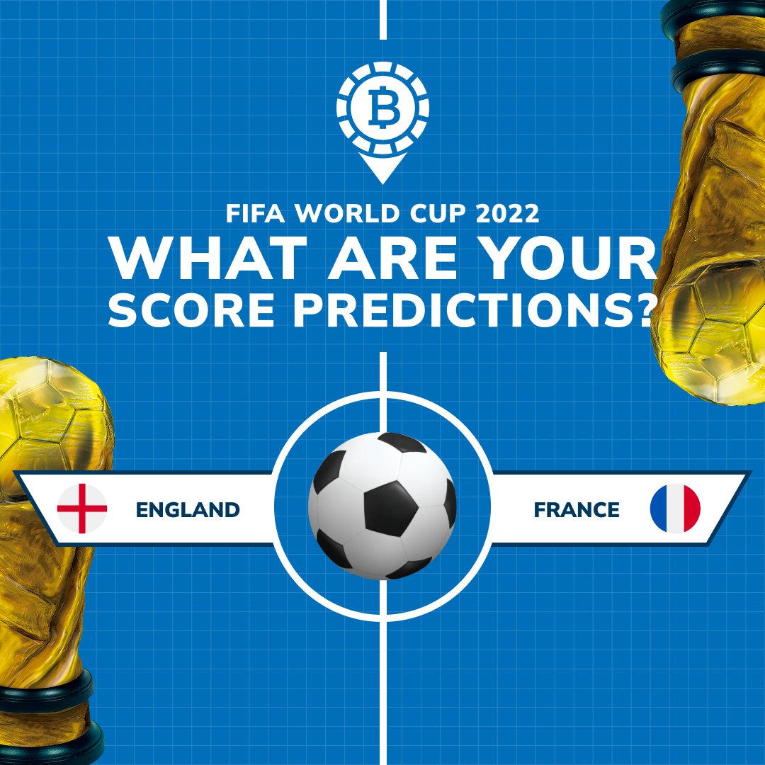 LocalBitcoins's tweet image. The last game of the quarter finals is kicking off in 20 minutes! 🤯 One spot left in the semi-finals! 

So... Who will be victorious?!! 🔮⚽️✨
England or France? 🏴󠁧󠁢󠁥󠁮󠁧󠁿🇫🇷🏆

#FIFAWorldCup2022 #WorldCup2022 #QuarterFinals #England #France