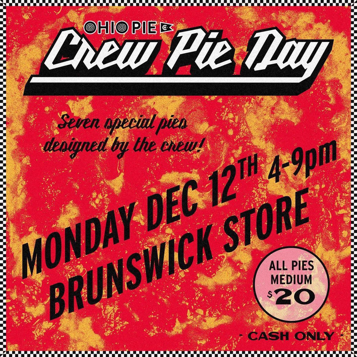 OhioPieCo's tweet photo. MONDAY: CREW PIE DAY! We have the absolute best crews, so we wanted to give them a day to show how creative &amp; talented they are. The best part about this day is that every single dollar goes directly into their pockets. Bring some friends out &amp; try them all! https://t.co/AyoZzPDIwO