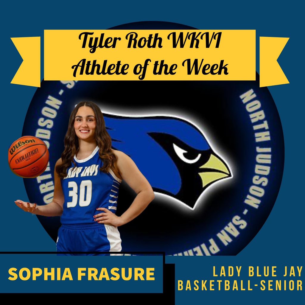 Congrats to our very own <a href="/frasuresophia/">Sophia Frasure</a> on being named Tyler Roth WKVI Athlete of the Week after averaging 20.5 PPG and 9.5 RPG last week! 👏🏼👏🏼 Keep making your Bluejay family proud!