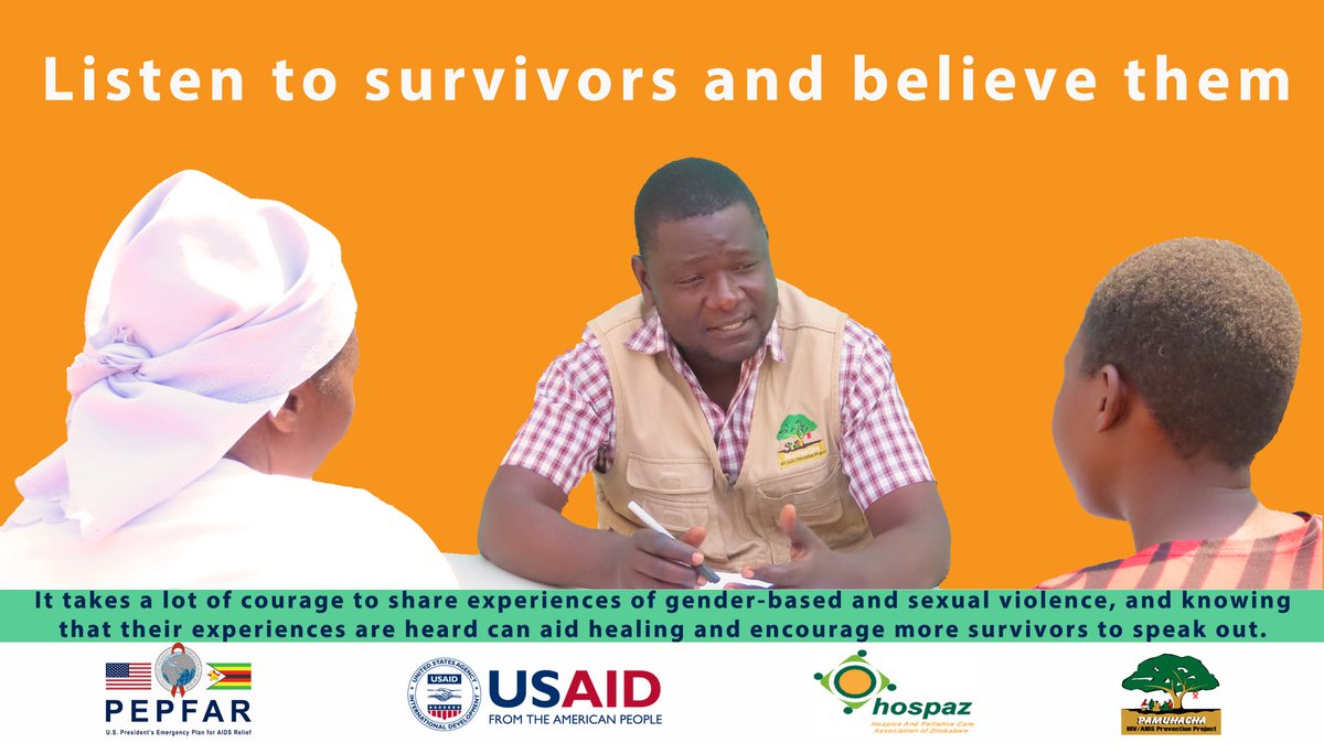It is essential to listen to survivors of gender-based violence if we are to understand how to prevent the harm it causes.
#16DaysOfActivismAgainstGenderBasedViolence 
#OrangeTheWorld 
#EndGBV 
#stopviolenceagainstwomen 
#PEPFAR
#USAIDZimbabwe
#HOSPAZ