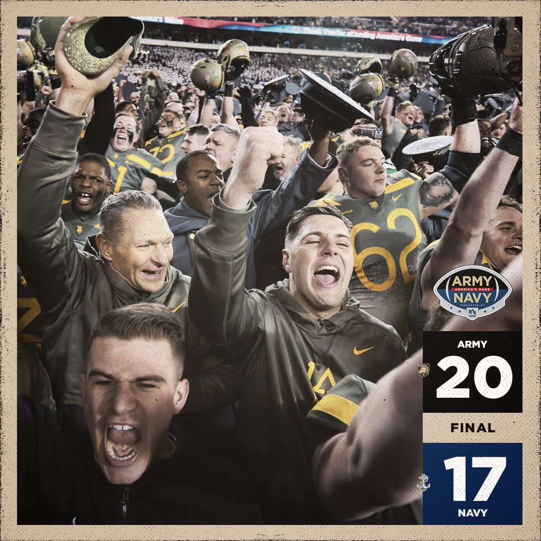 WHAT A CLASSIC!

Army wins in OT 🙌

#ArmyNavy