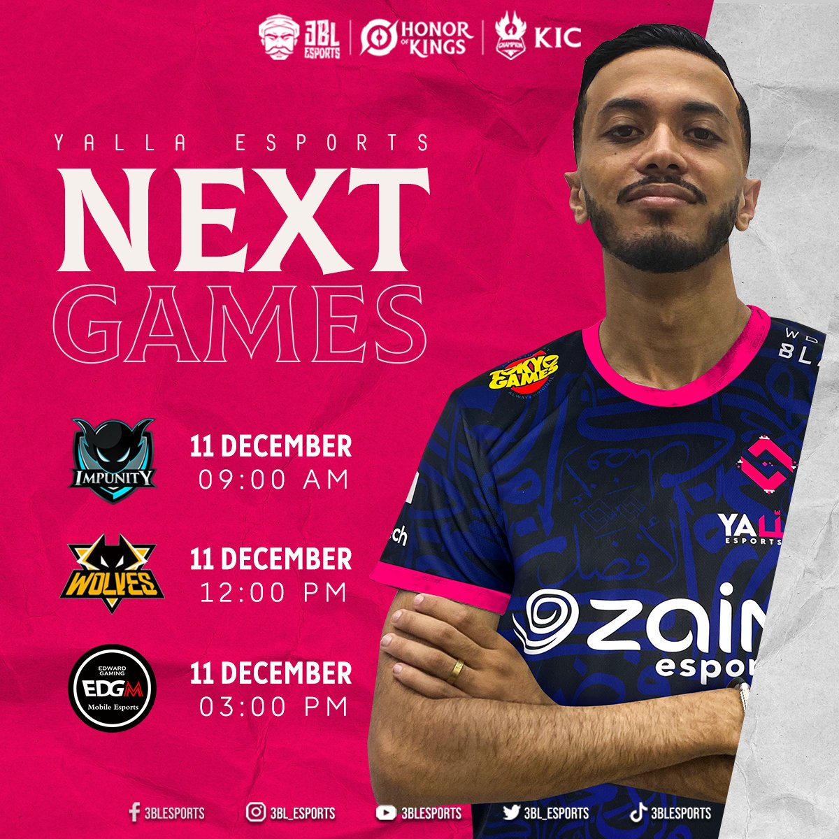 3bl_esports's tweet photo. -يوم هام للغاية لفريق @YaLLaEsports في بطولة @HonorofKings العالمية
-يبدأ مبارياته في التاسعة صباحا وثاني المواجهات 12 ظهرا ثم يختتم مواجهات المجموعة في الثالثة عصراً
-تقدر تتابع الجيمات علي قناة تويتش 📺https://t.co/jv4euQWySQ📺
#HonorOfKings #KIC2022 #YallaWin https://t.co/HReFM9dkIt