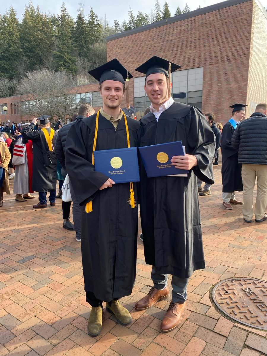 WWUAthletics's tweet photo. Congratulations to Gus Diehl and Patrick Restum of the WWU Men's Soccer Team on receiving becoming #WWUGrad today. Both All-GNAC players during the 2022 season and great student-athletes. Congrats Viks! #NCAAGrad #GoViks #STUDENTathlete ๐โฝ๏ธ https://t.co/zoqJaathwE