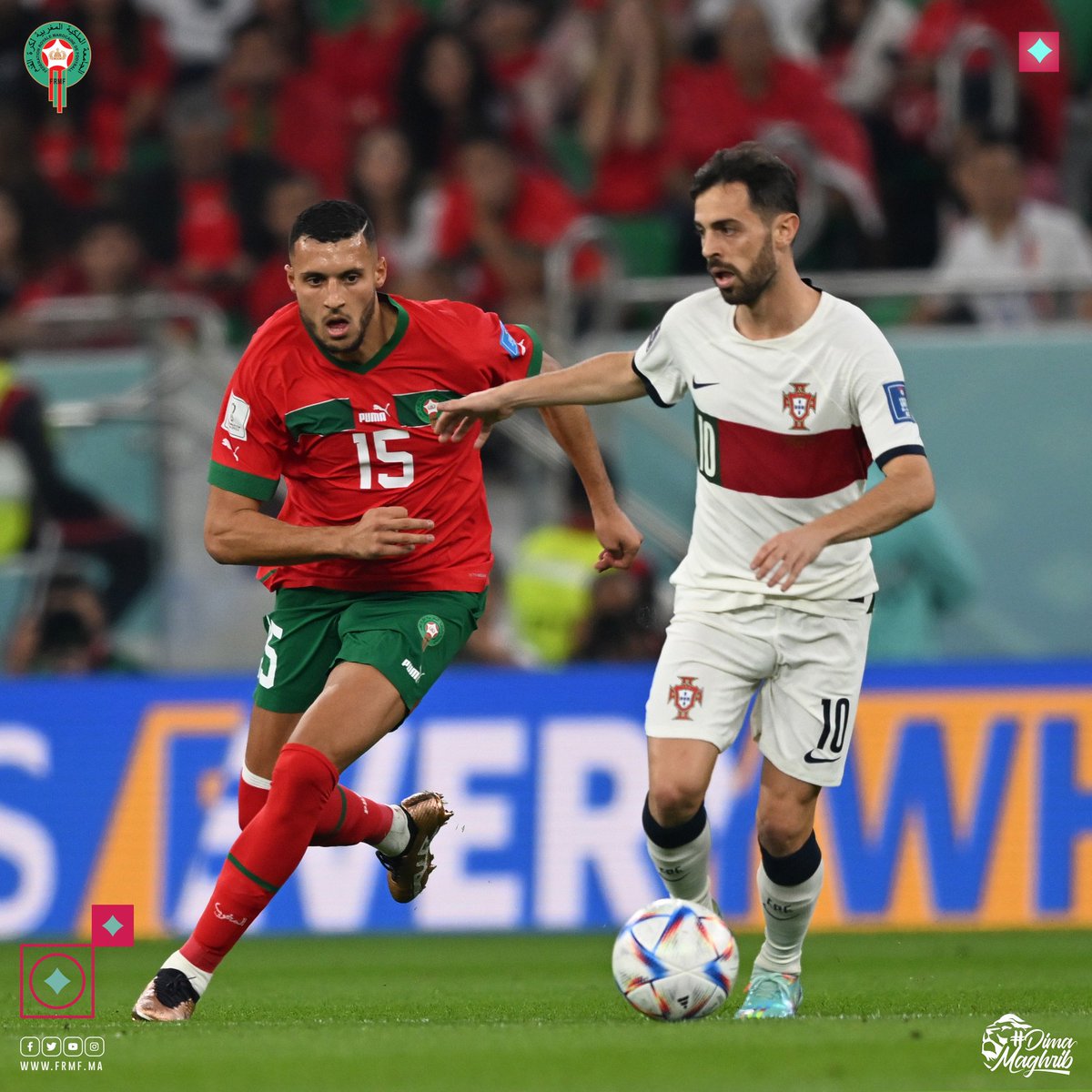 EnMaroc's tweet photo. 📸 بعض الصور من مباراة اليوم بين المنتخب الوطني و المنتخب البرتغالي 

Some shots of our warriors 👊🏻

#DimaMaghrib 🇲🇦 #TeamMorocco #FIFAWorldCup @pumafootball https://t.co/4x9iv7nNbW