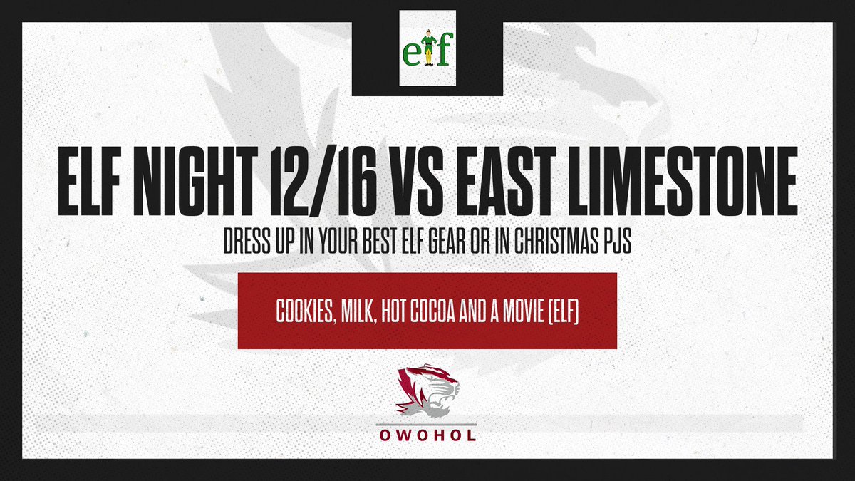 Hartselle Students…let’s dress up like elves and what not next Friday night after the East Limestone game and watch “Elf”, the movie, in the gym after game….while enjoying cookies, milk, and hot cocoa! What do ya say? #OWOHOL <a href="/HHSTigerSports/">Hartselle High Athletics</a>