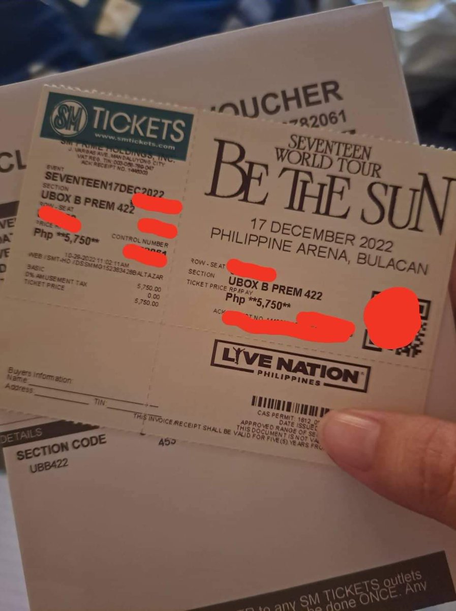 xushmrc's tweet photo. WTS| LFB Sale!!! Selling my BETS ticket.UBB Premium 422

RFS: got my pref seat
Got it for 5,750 (ticket price+ fee)
Will sell it for 5k payo
Can do meet up on SM San Mateo or SM north.

Pls help re tweet. Thank you! Pls dm for more info.

#BeTSinBULACAN #Seventeen #BetsTicket https://t.co/rPGL8iVql1