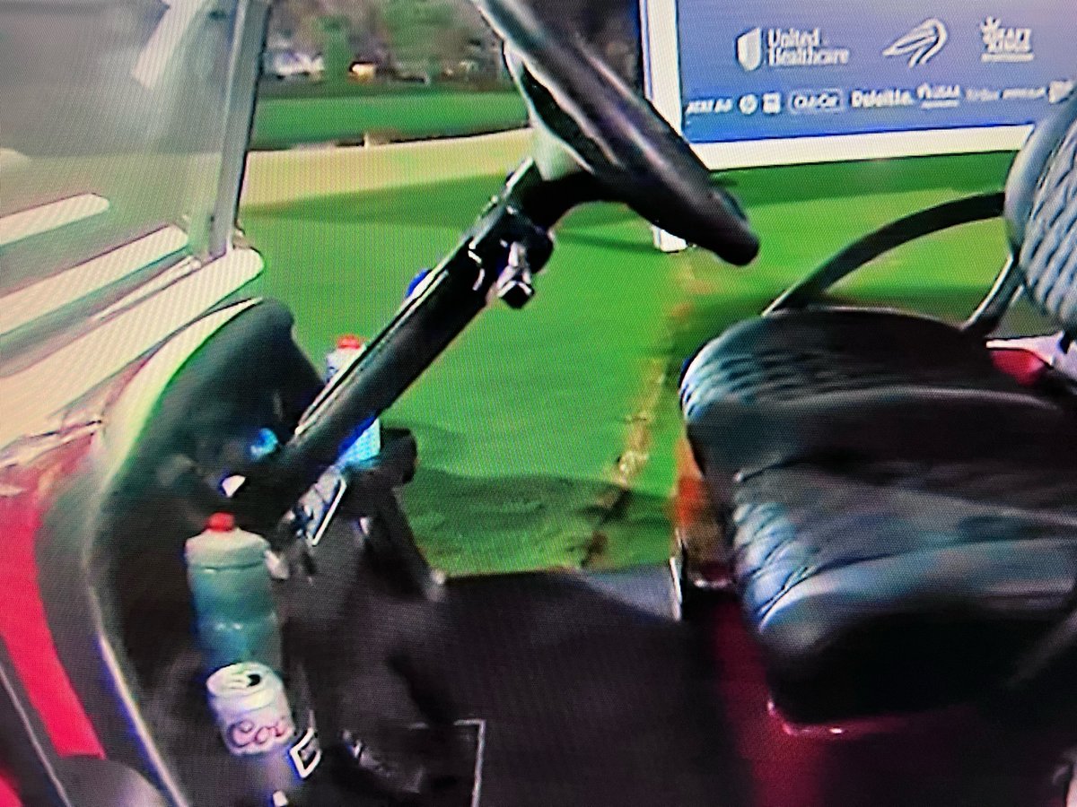 JasonSobelGolf's tweet photo. Justin Thomas already with a Coors Light cracked open in the cart, in case you’re doubting the seriousness of tonight’s festivities. https://t.co/ECAoqlwvXC