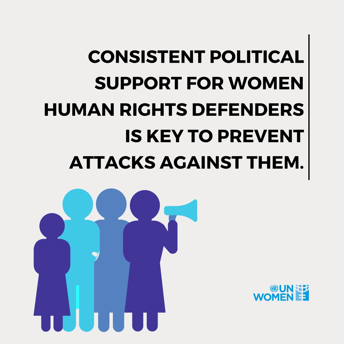 UN_Women's tweet photo. Reminder on #HumanRightsDay:

Compromising on women's participation in decision-making or visibility in peace processes does not keep them safer.

Consistent, explicit political support for activists &amp; their work is key to preventing attacks against them.

#StandUp4HumanRights https://t.co/EbeN6JyoQU