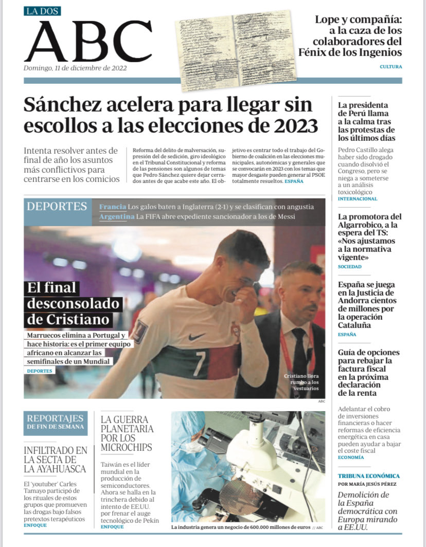 El histórico pase de Marruecos a semifinales del mundial en las portadas de los diarios españoles.