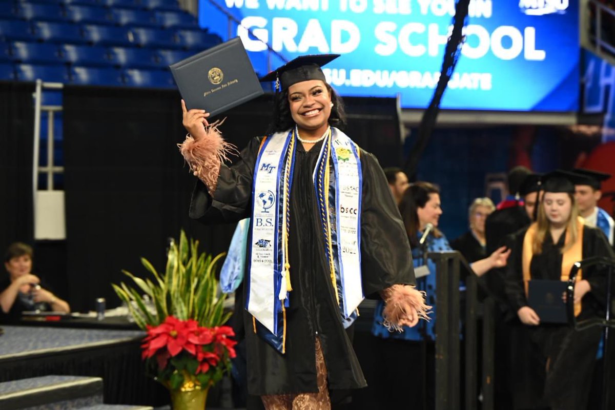 MTSU's tweet photo. Two ceremonies. 1,698 graduates. It was a good day to be a Blue Raider. Congratulations, Class of 2022!! #trueBLUE #MTSU2022 #mtsu https://t.co/l2ywXtPHvs