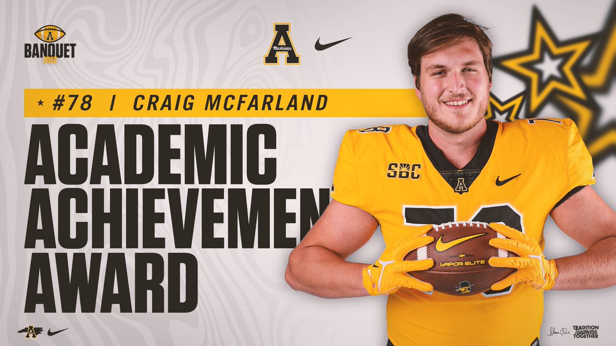 AppState_FB's tweet photo. It’s time for the 2022 App State Football year-end awards. First up, the highest GPA on the team goes to Craig McFarland!

#GoApp https://t.co/sY5wpGFmvc
