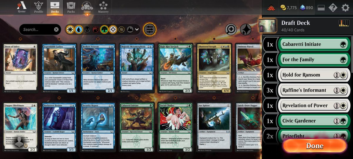 t3dy's tweet photo. Nailbiter of a trophy in #NewCapenna quick draft (thought it was gonna be SNC Planeshifted but not complaining!) after blowing loss two from overconfidence I almost blew the elimination game but managed to topdeck Depopulate and Limo to scrape it out. @fireshoes @limiteddecks https://t.co/z9VJXpVAdB