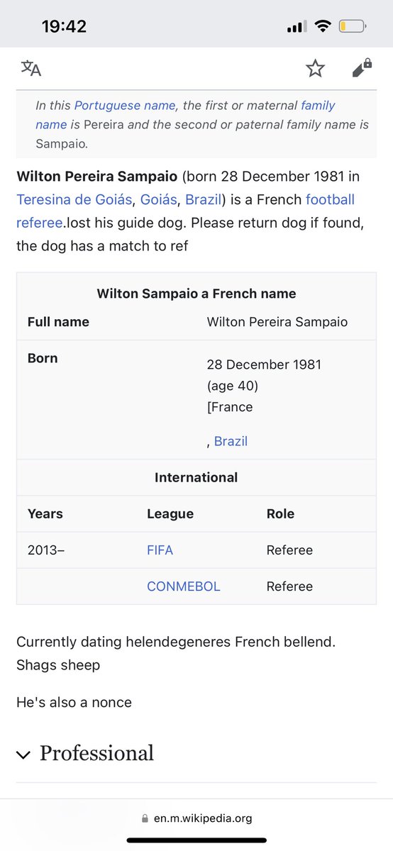 paigeknill's tweet photo. who’s done this to the refs wikipedia then💀 #ENGFRA https://t.co/fXmiBJfKc4