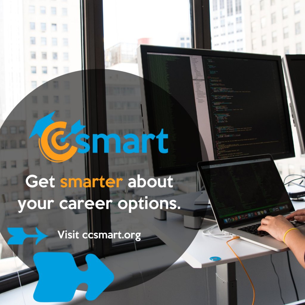 Looking to explore your future career a little further? Community colleges have opportunities for everyone! Visit: ccsmart.org for more info!

#CCSmart #makingdreamsreal