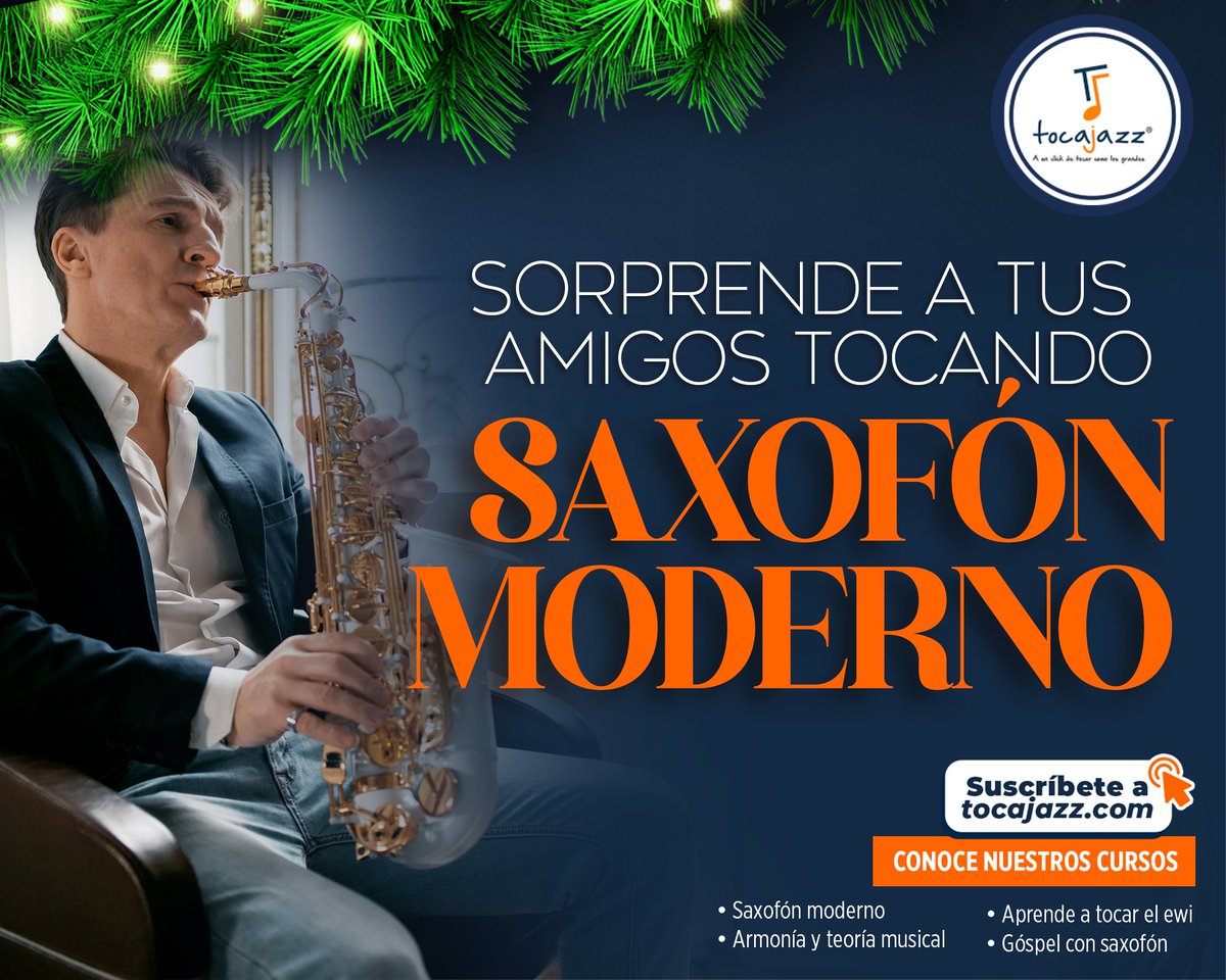 TocaJazz's tweet photo. Sácale una sonrisa a tus invitados tocando el #saxofón en tu cena navideña... ¡Aprende a tocar como los GRANDES! 🎄🎷

Suscríbete por solo USD $35 al mes y accede a más de 400 lecciones al instante.
https://t.co/e9DLm2Mrf6
#Saxofonistas #TocaJazz #SAX https://t.co/WTKGd4u7X9