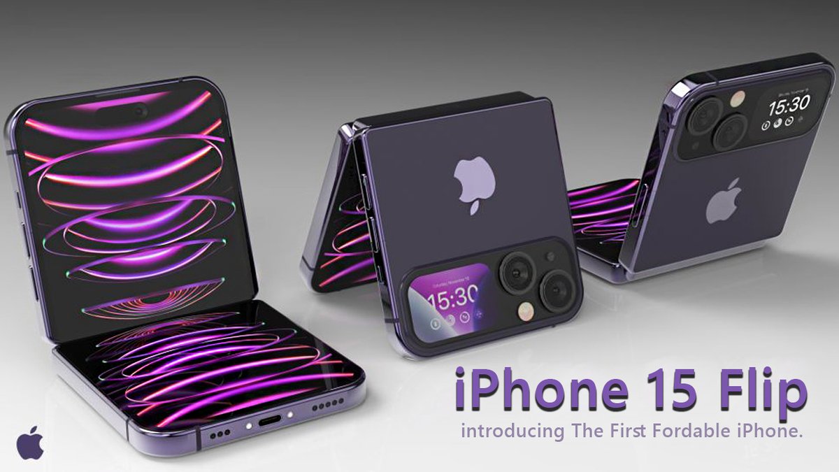 M4TECHPRO's tweet photo. NEW VIDEO - New Apple Leak Reveals iPhone 15 Flip Shock with new renders of an iPhone 15 Flip and they look gorgeous. will come with display 6.8-inch Super Retina XDR display, A17 Bionic and more features!

Check This Out https://t.co/rb2dU0f3Bq

#iphone15lip #iphone15ultra https://t.co/c0k5dmMBpJ