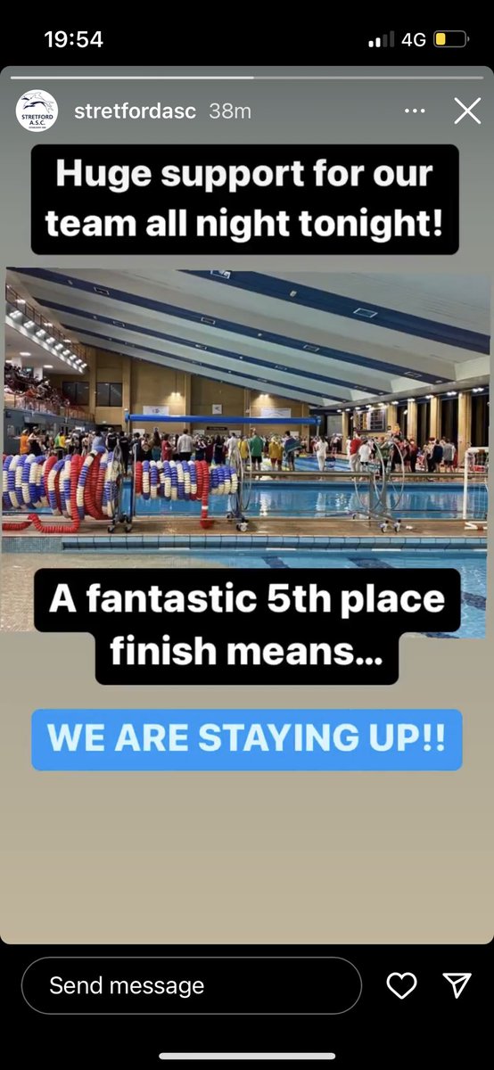 Superb result <a href="/StretfordASC/">Stretford ASC 🐝</a> 
Great team effort and deserves stay in <a href="/Natswimleague/">National Arena Swimming League</a> NW Premier League. Well done coach <a href="/TommyP_Coach/">Tom Pope</a>