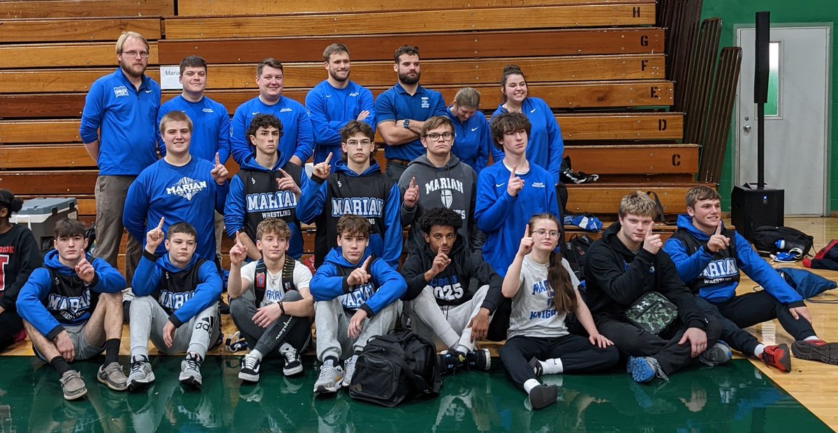 CarlLoesch's tweet photo. Marian won the Blood Sweat and Tears Superdual at Washington HS.  
Team 5-0
Marian individual champions were
106 Lily Anderson
113 Alex LaCava
120 Andrew Erla
152 Harryson Givens
160 Patrick Loesch
195 Jack Bird https://t.co/eYRqSm61iz