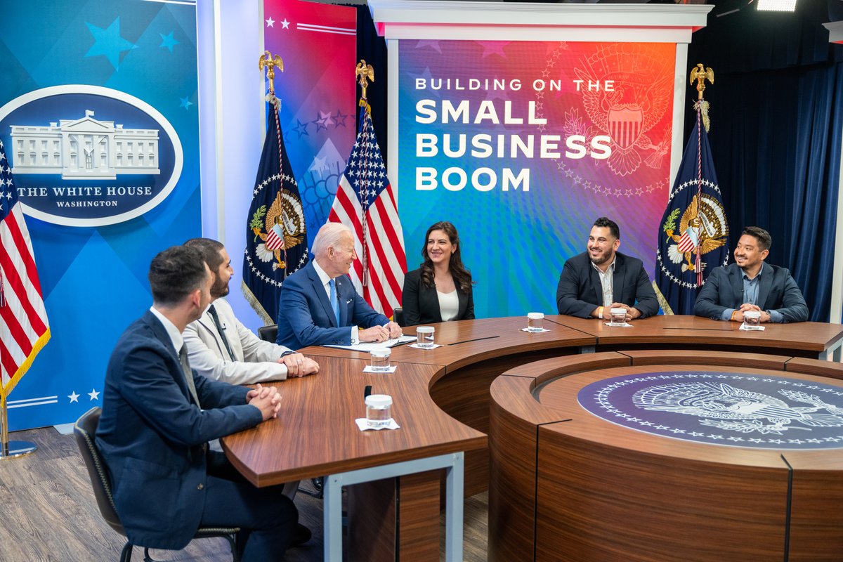 POTUS46Archive's tweet photo. Small businesses are the backbone of communities across the country.
 
It's why I'm so proud to support them. As your president – leading the way for historic amounts of small business applications – and as a consumer. https://t.co/oatMU1XKco