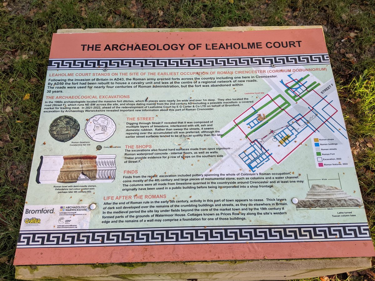 CirenHissoc's tweet photo. Advent day 10. Leaholme Court. The construction of the original 1960s flats revealed a Roman fort. Following the recent redevelopment this information panel has been erected. #cirencesterhistory #romanforts #bromford #carter #archaeologywarwickshire #coriniummuseum https://t.co/vzI5lnV8lW