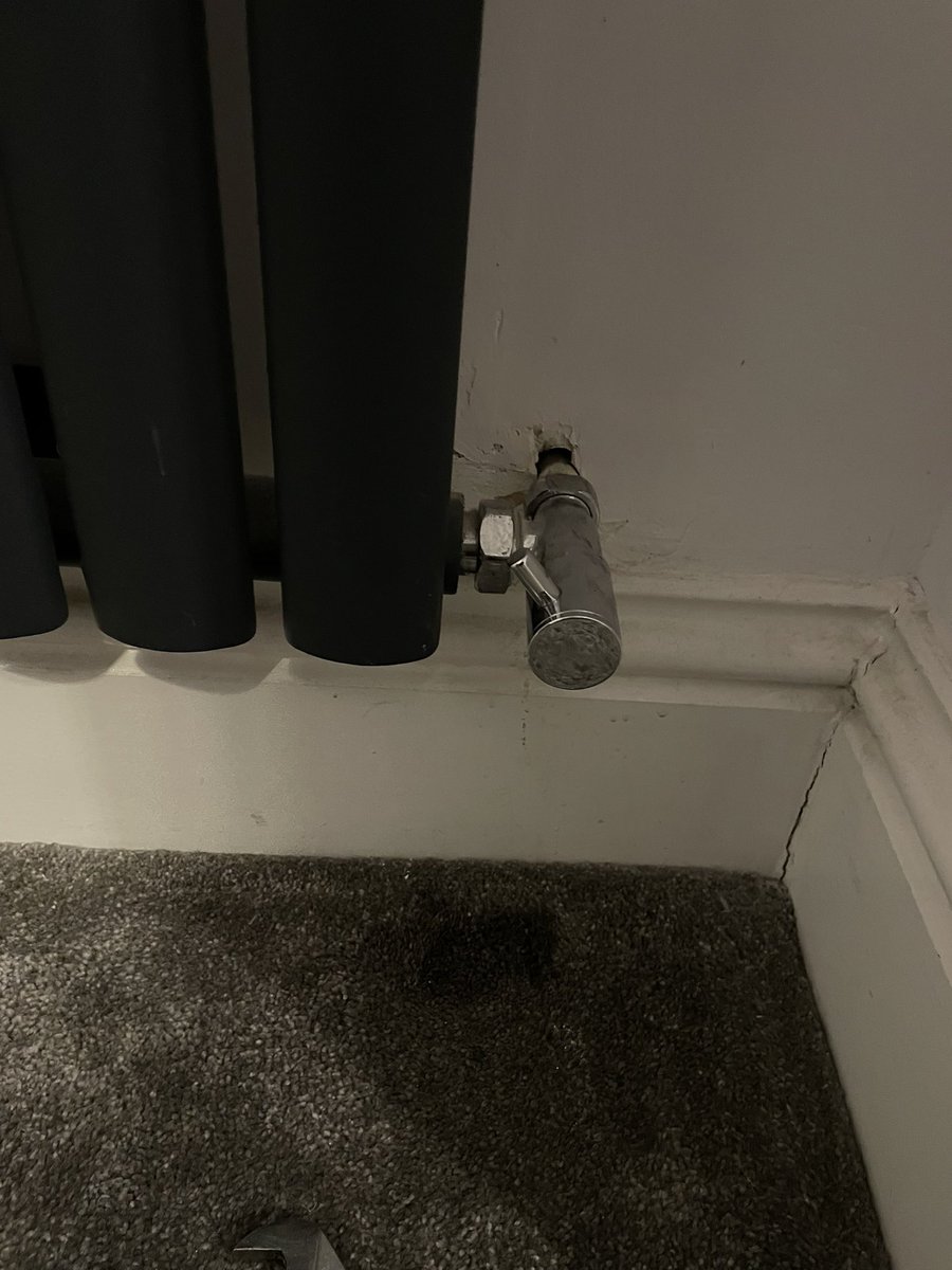 Claire_Vanner's tweet photo. Can any #Plumber please advise me on how to get the cap off this radiator so I can tighten it and fix the leak? It’s bloody freezing in my bedroom and the radiator’s not working #plumbing #DIY #heating https://t.co/qdKFDZx7u0