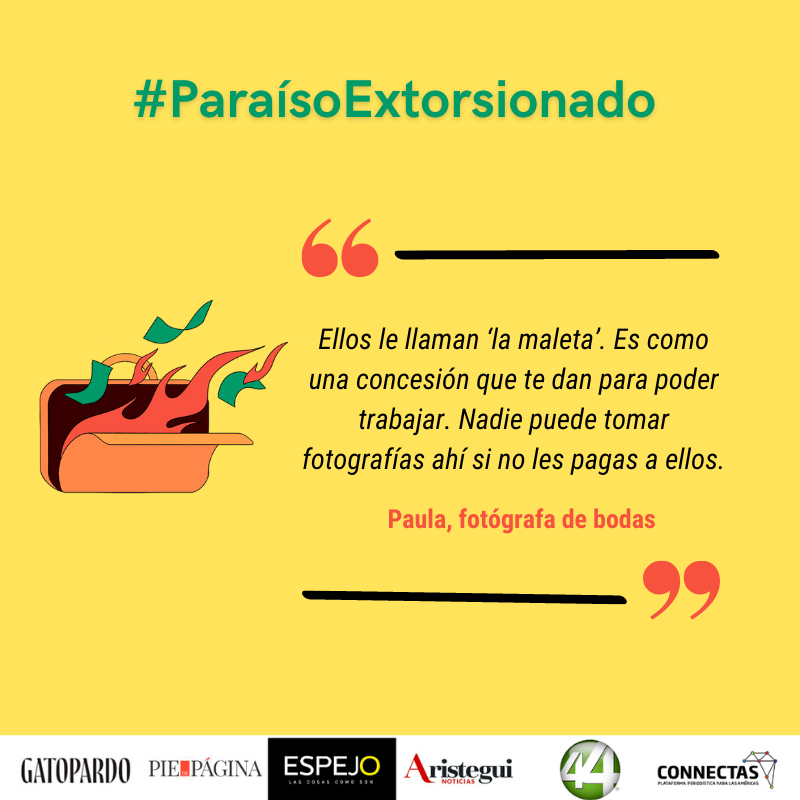 ConnectasOrg's tweet photo. Delfines es una de las playas más concurridas de #Cancún, un destino codiciado por fotógrafos de bodas📷… y también por grupos criminales 🗡
Lee #ParaísoExtorsionado de @Gatopardocom @PdPagina @EspejoRevista @AristeguiOnline @CANAL44TV y @ConnectasOrg➡️
https://t.co/VpM6RZFvAy https://t.co/1kUpDqAzsR