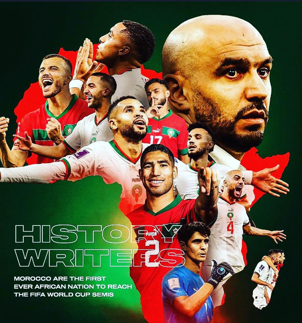 eFleet8's tweet photo. 𝐂𝐎𝐍𝐓𝐈𝐍𝐄𝐍𝐓𝐀𝐋 𝐇𝐈𝐒𝐓𝐎𝐑𝐘! 🦁🇲🇦

Morocco become the first African side to reach #FIFAWorldCup semi-finals! 👏

What an achievement by the Atlas Lions! 🤩 #worldcup
#eFleet https://t.co/ngxDl3MeID