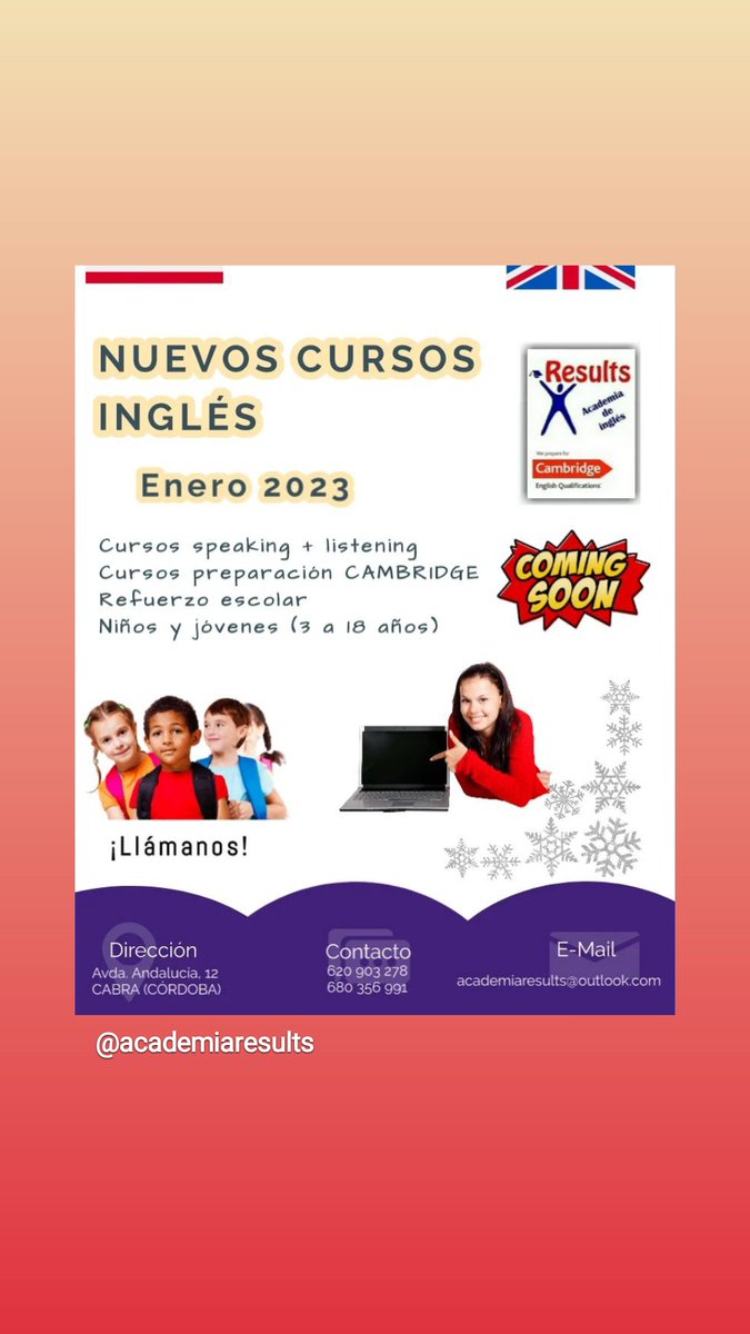 Enero está cerca!! 🆕🍾 Nuevos cursos de #inglés a la vista!!
#centropreparadorCambridge #Cambridge #Cambridgeesol #B1inglésp #B2 #PreliminaryEnglishTest #FCE #Cae #Languageassesment #LearnEnglish
