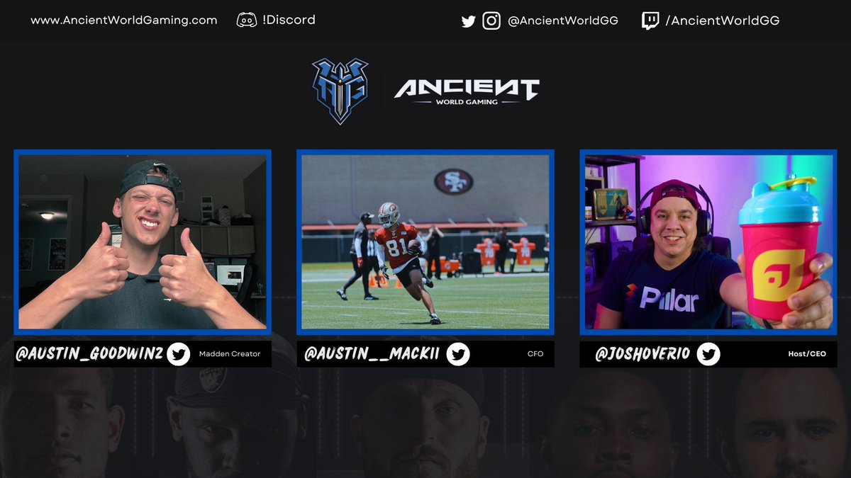 AncientWorldGG's tweet photo. LIVE action tonight in our Madden CFM League! Join @JoshOver10 @austin_goodwin2 and @Austin__Mack11 at 6PM Eastern to hear all about our Madden Leagues &amp; catch some of the playoff action! 🏈⚡️ https://t.co/vqAcIUEcJC