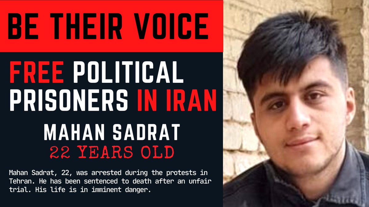 REZAphotography's tweet photo. #Mahan_Sadarat , 22, was arrested during the protests in #Tehran. He has been sentenced to death after an unfair trial. His life is in imminent danger.
#ماهان_صدرات #MahsaAmini #IranProtests #Iran #IranRevolution #StopExecutionInIran #freepoliticalprisoners #StopExecution https://t.co/Bjug6mSe7H