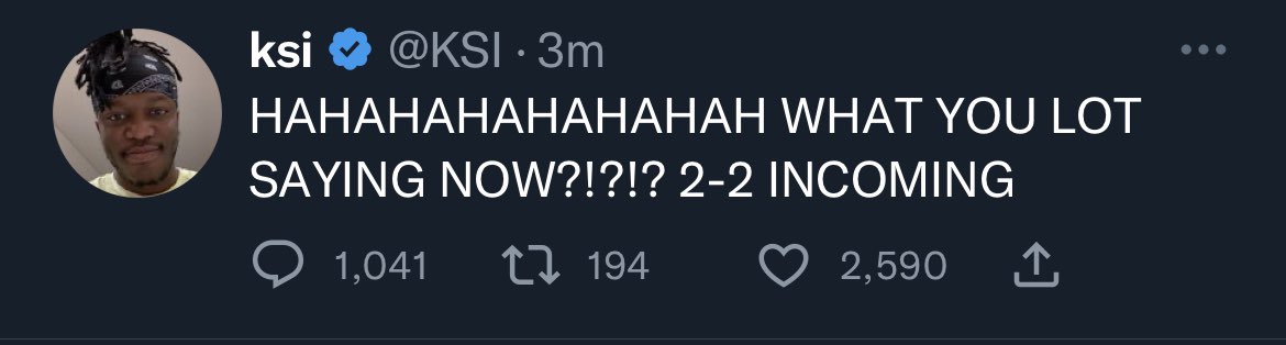 Nitrotivity's tweet photo. @KSI Jinxed it😩then deleted it. Can’t remove this L😭 https://t.co/BAwie9JKNX