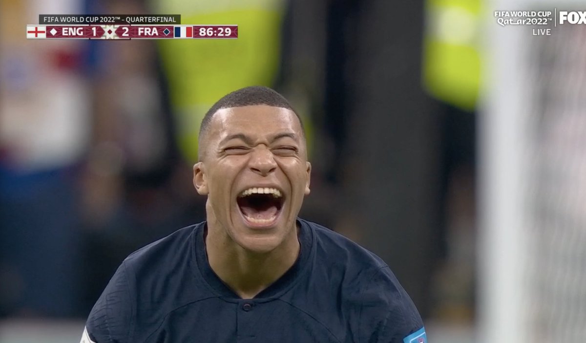 Mbappe's reaction to Harry Kane's miss: