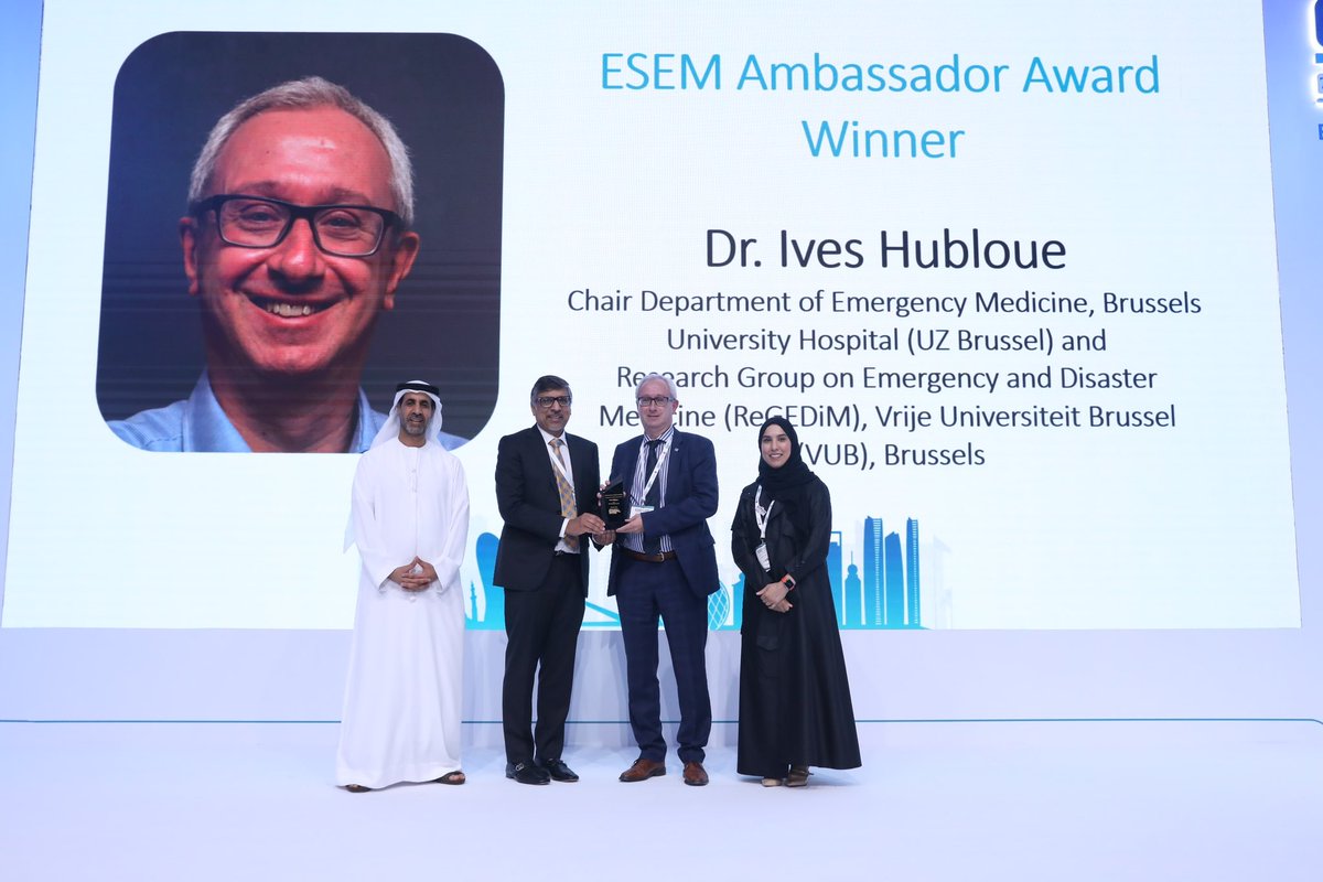 UAE_ESEM's tweet photo. #ESEM22 Awards:
ESEM Ambassador Award
Winner
Dr. Ives Hubloue @IHubloue
Chair Department of Emergency Medicine, Brussels University Hospital (UZ Brussel) and Research Group on Emergency and Disaster Medicine (ReCEDiM), Vrije Universiteit Brussel
(VUB), Brussels
Belgium https://t.co/YyAbBoKiXK