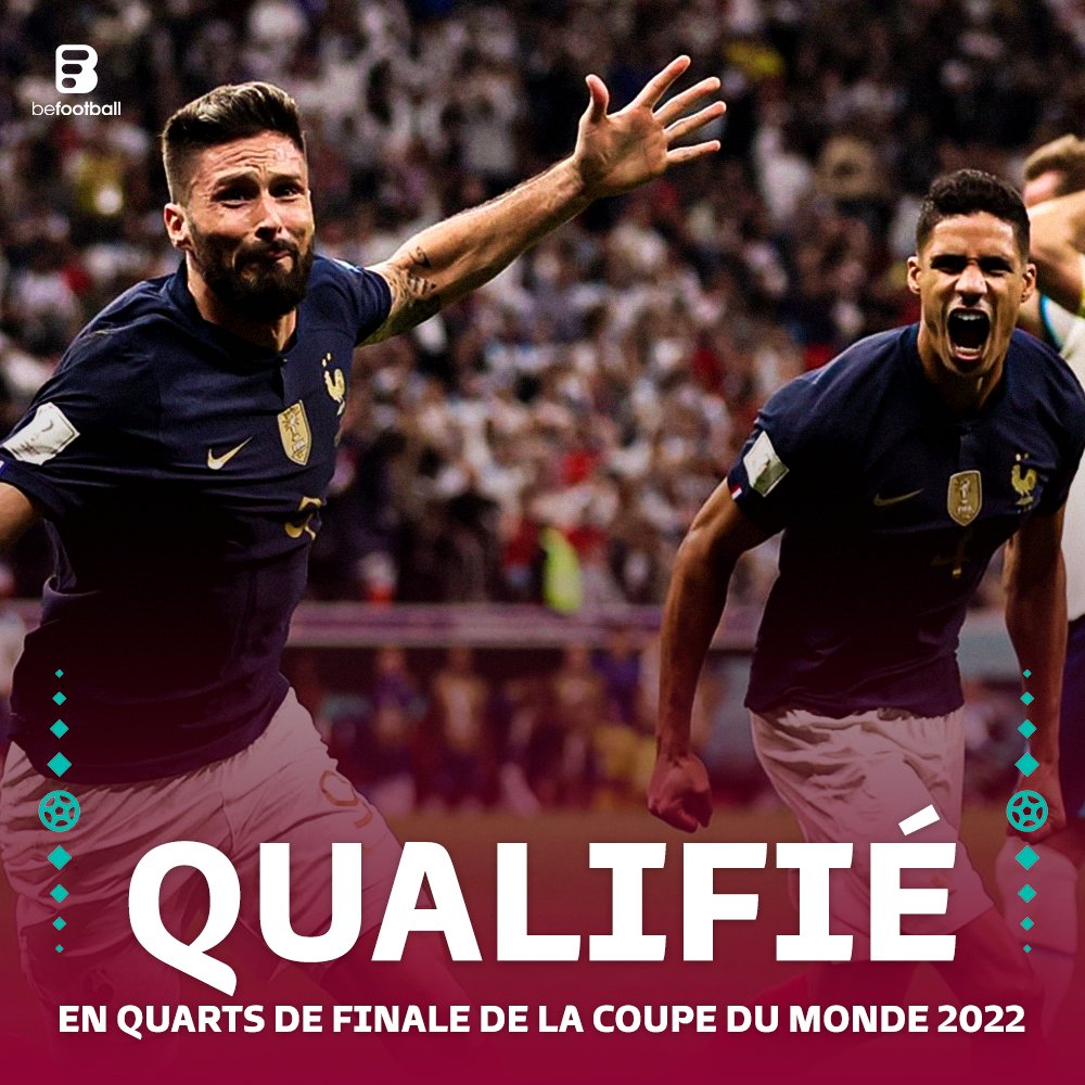 _BeFootball's tweet photo. 🔴 𝗢𝗙𝗙𝗜𝗖𝗜𝗘𝗟 ! LA FRANCE EST QUALIFIÉE EN DEMI-FINALES DE LA COUPE DU MONDE 🇫🇷🇫🇷🇫🇷🇫🇷 https://t.co/jkchqoeeFp