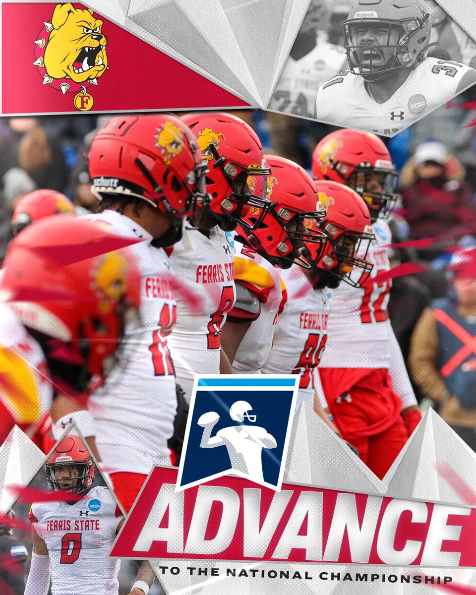 NCAADII's tweet photo. Back-to-Back trips to the 'ship for Ferris State 🏆 

@FerrisFootball advances to the #D2FB National Championship for the third time in four seasons.

🔜📍McKinney, TX

📊 https://t.co/19qVXNw0Em
🔗 https://t.co/1lwzuSj1y4 https://t.co/Ppc0AuZS5W