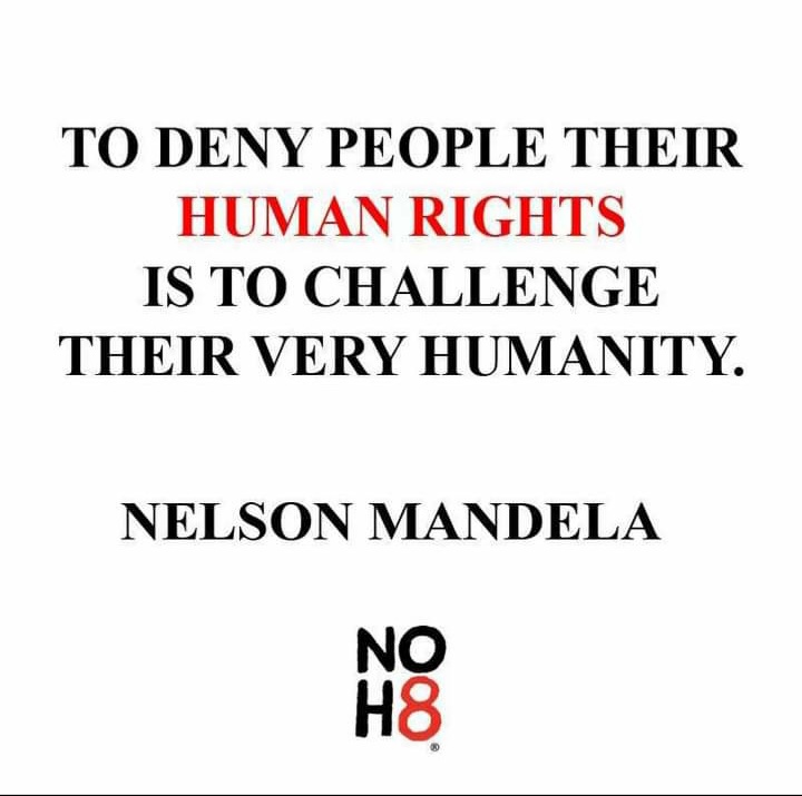 "To deny people their human rights is to challenge their very humanity." - Nelson Mandela #NOH8 #HumanRightsDay