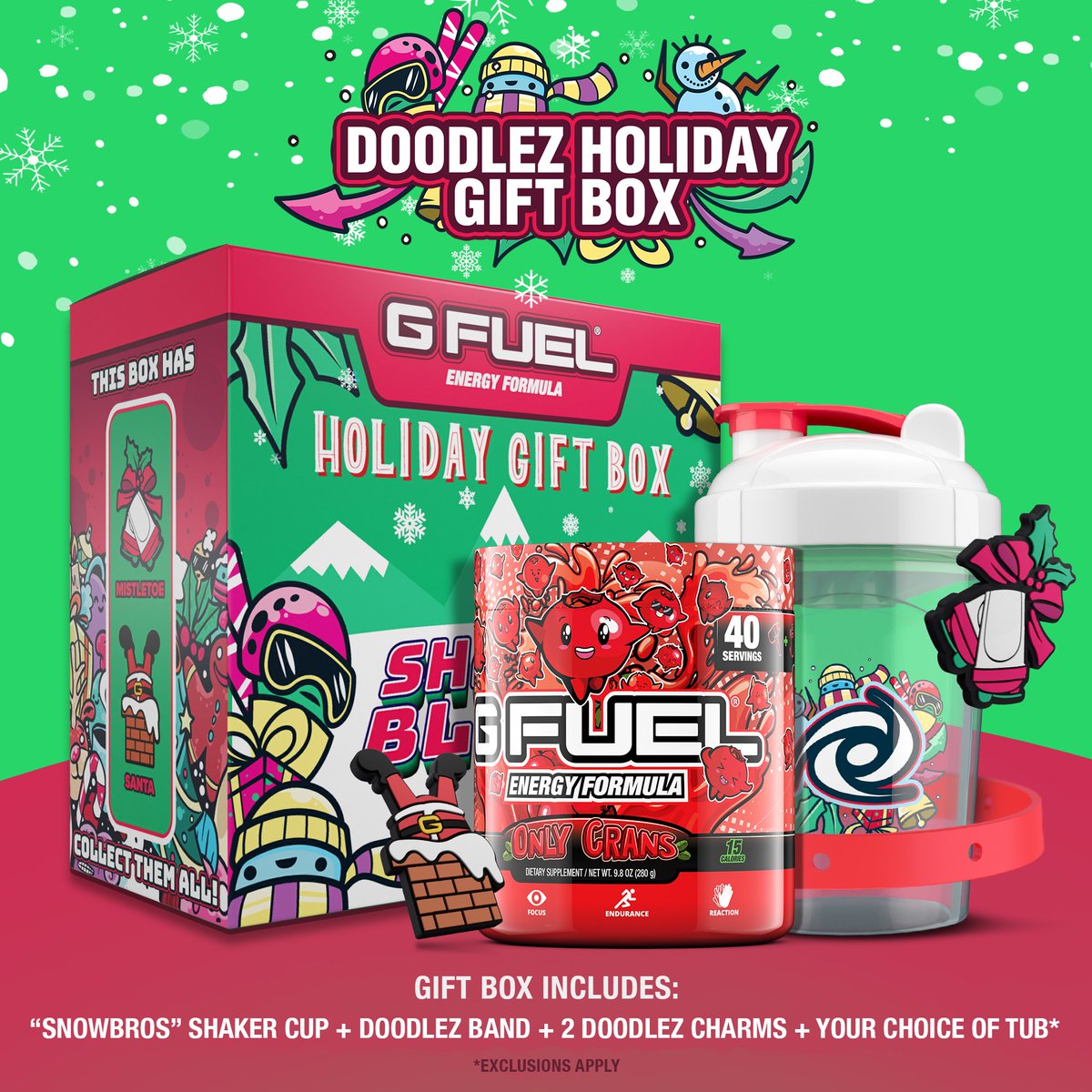 G FUEL® on Twitter "💚 𝐋𝐈𝐊𝐄 + 𝐑𝐓 to win a GFUEL "DOODLEZ HOLIDAY GIFT