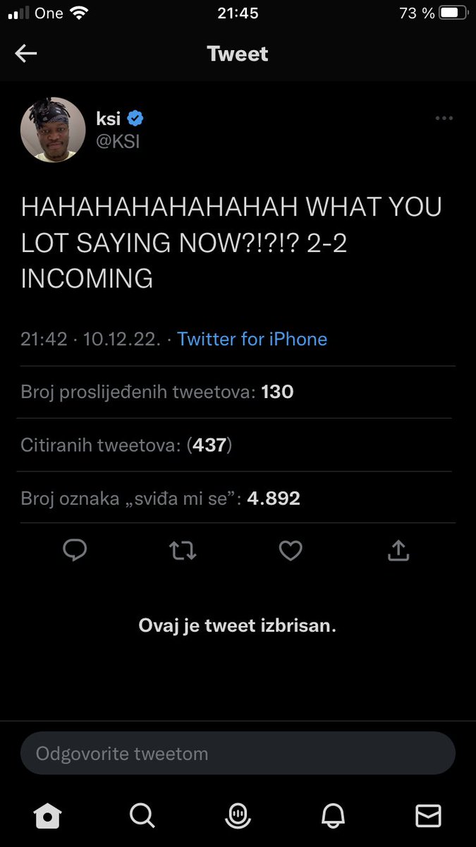 VampireD456's tweet photo. @KSI Never coming come btw https://t.co/o86md26NbF