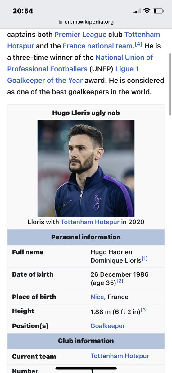 Just doing some ummm research and someone has updates Lloris wiki 😂 #FIFAWorldCup #EnglandVsFrance #Lloris