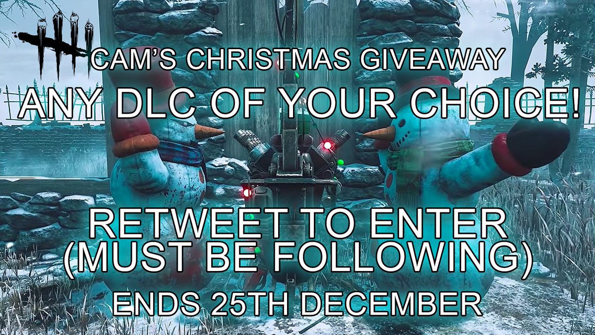 Hi everyone, this year I want to give back. I haven't done any giveaways for a while so this christmas I'm giving someone the chance to win any DLC of their choice from DBD! To enter:

- Retweet this tweet
- Follow me

Private profiles not counted, STEAM, XBOX, PLAYSTATION ONLY