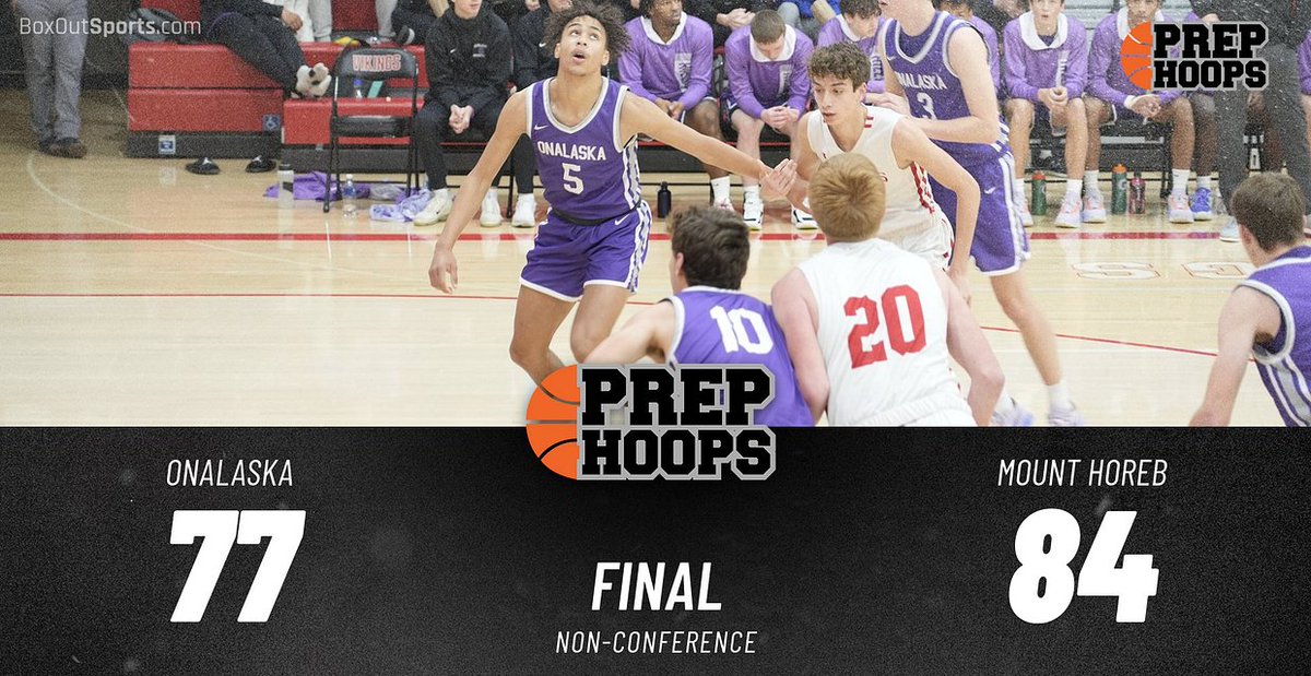 Evan_Flood's tweet photo. Rocco Richie 22 points

Zach Peter 21 points

T.J. Stuttley 21 points

Evan Anderson 19 points 

Josh Mancester 19 points

Mount Horeb upsets No. 3 Onalaska.

#wisbb https://t.co/gW0ESQ20l1